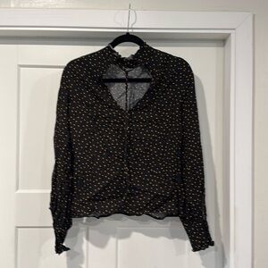 Reformation black with gold dots blouse - size S